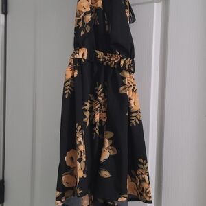SHEIN Black and Orange Floral Jumpsuit